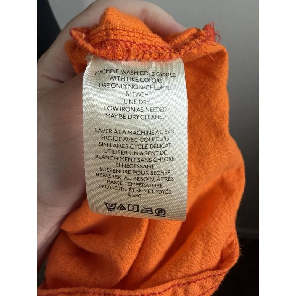 We The Free Free People Orange Button Down Shirt Womens Oversized Boho Size S